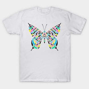 Multicolored striped butterfly T-Shirt